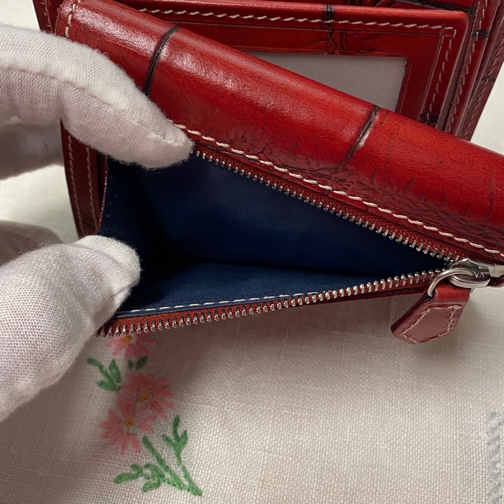 NWT Dooney & Bourke Alto Crimson Croc Embossed Leather Wallet Made in Italy 🇮🇹 - Picture 10 of 12